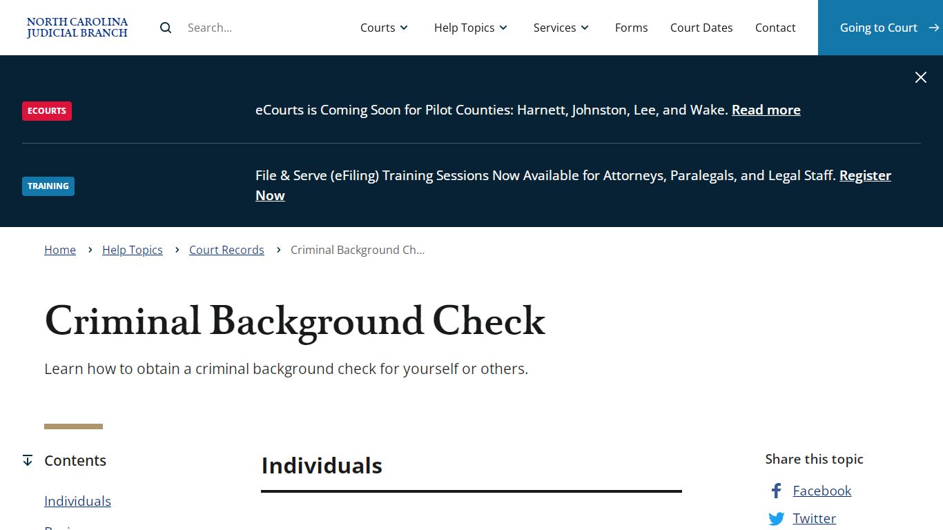 Criminal Background Check | North Carolina Judicial Branch - NCcourts